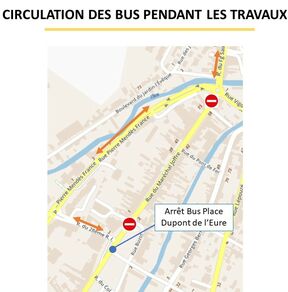 Plan de circulation bus durant les travaux rue du maréchal Joffre