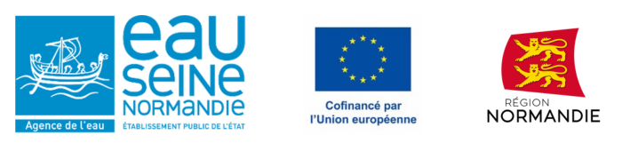 Logos Agence de l'Eau, UE, Région Normandie